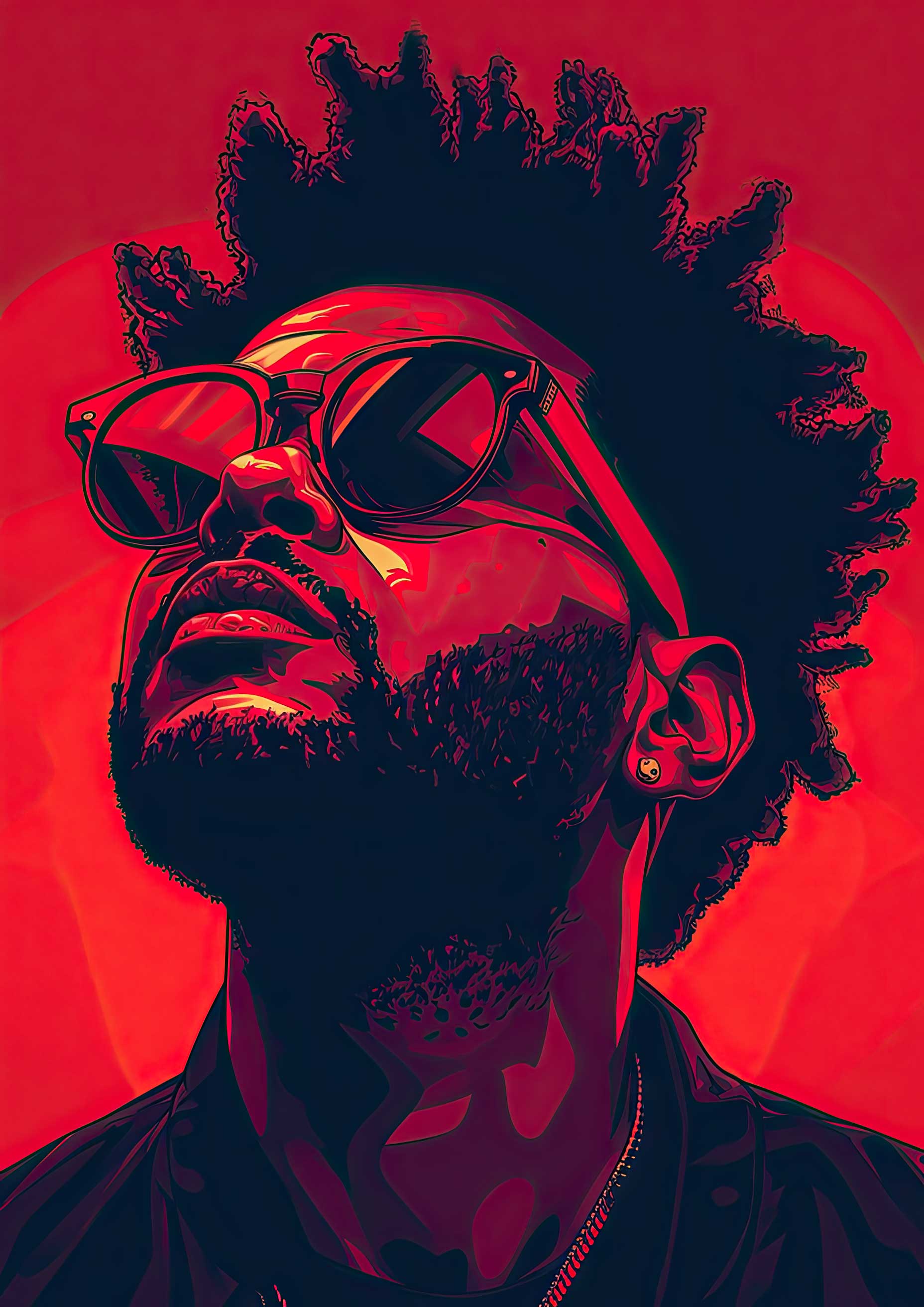 Preview for The-weeknd-digital-art-red-tones-celebrities-background-1a64f