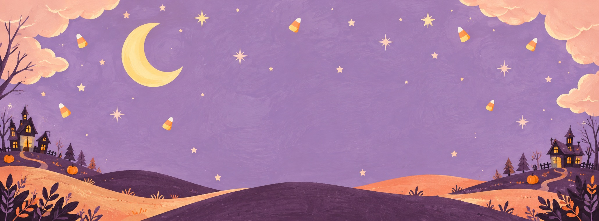 Preview for Cute Halloween Moonlit Landscape Background