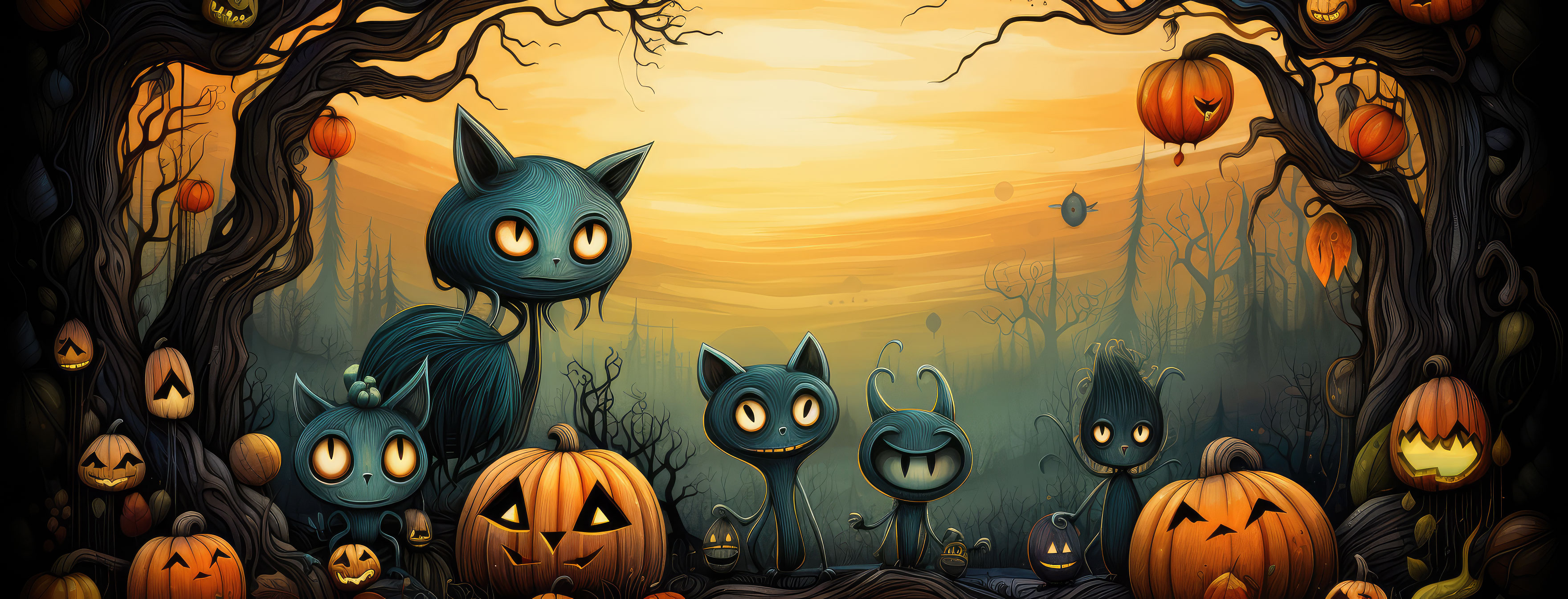 Preview for Halloween-cat-scene-template-halloween-cover-background-7ada0