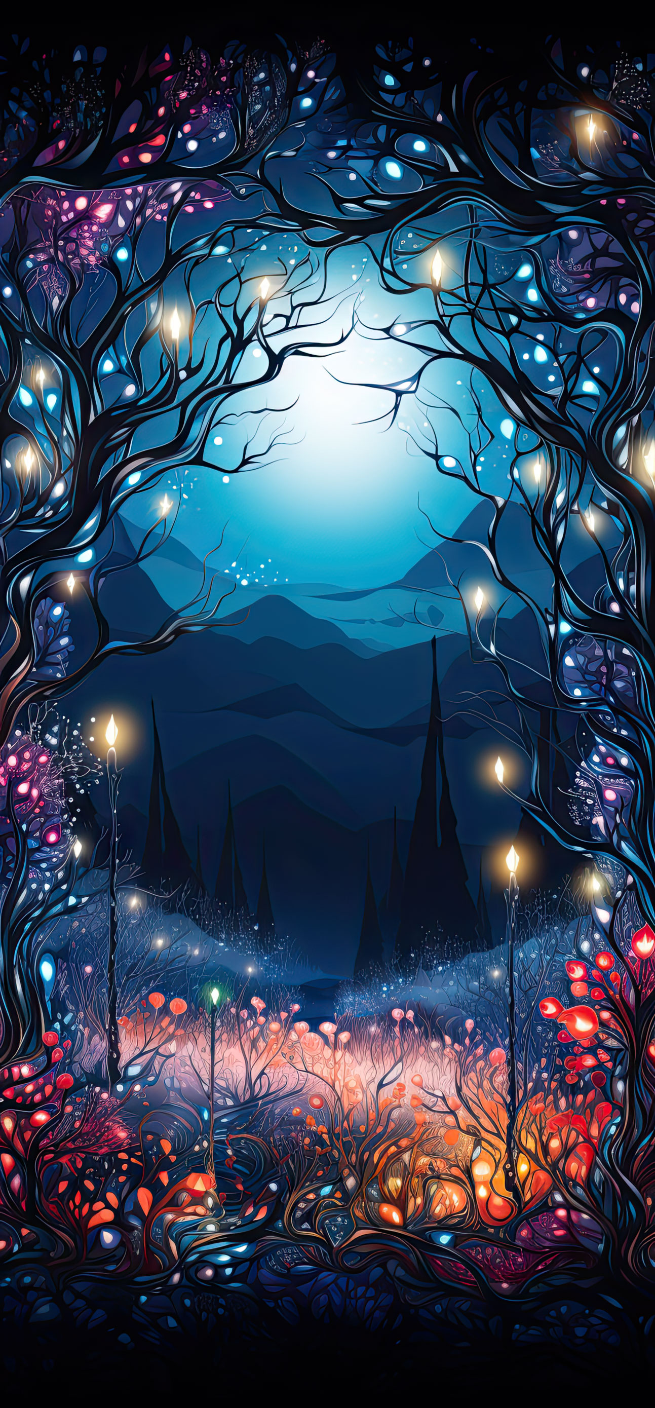 Preview for Enchanted-forest-landscape-christmas-phone-background-33403