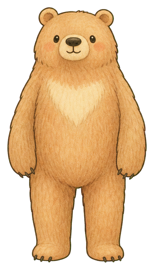 Cute standing short faced bear sticker with a soft tan coat and rounded ears.