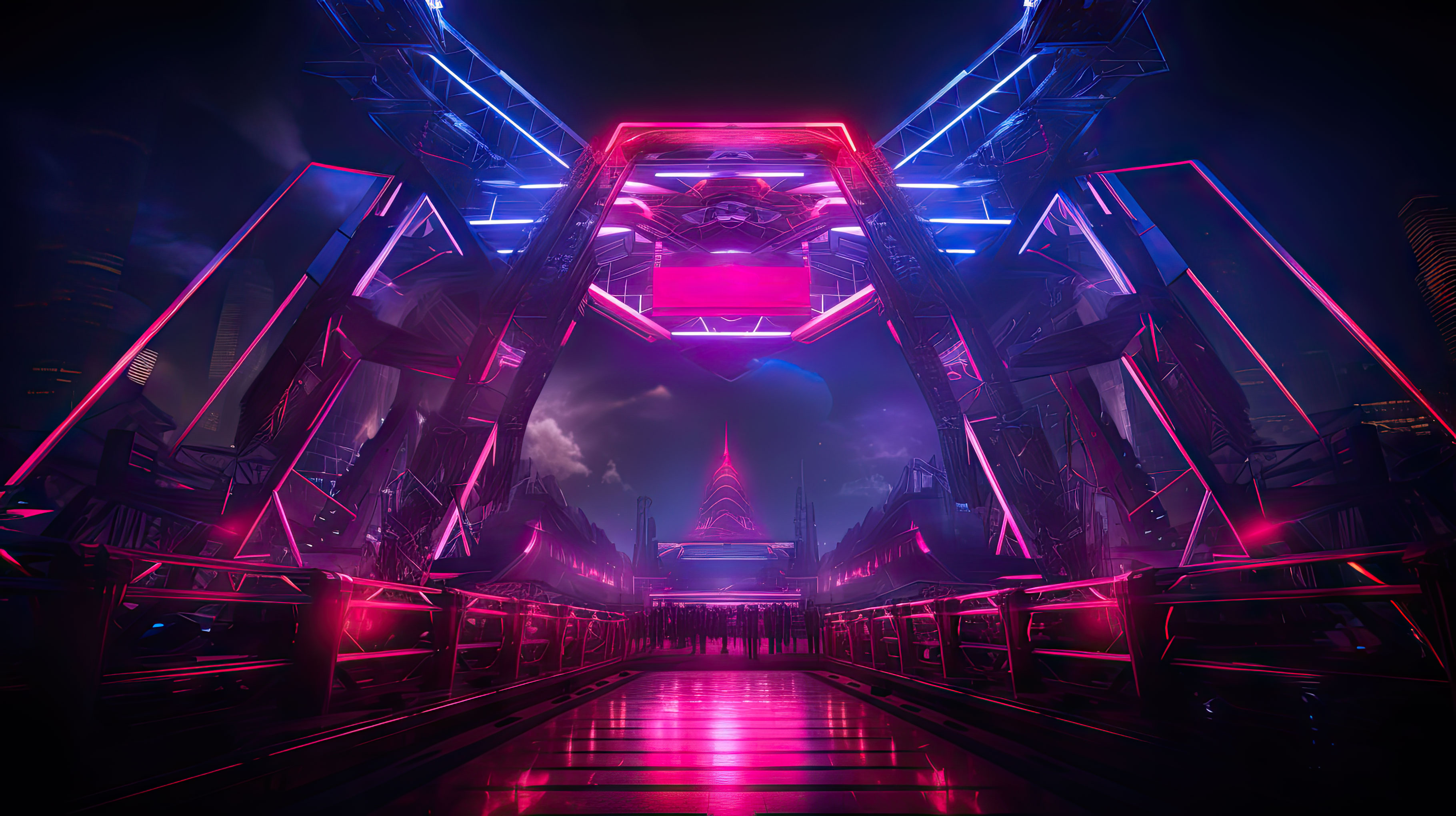 Preview for Futuristic-neon-corridor-design-new-year-background-43f8a