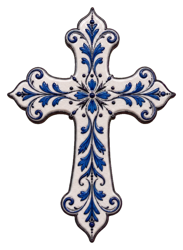 Preview for Blue White Ceramic Cross Sticker