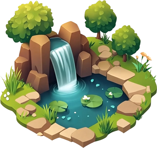 Preview for Serene-waterfall-pond-illustration-islandextras-sticker-c42cb