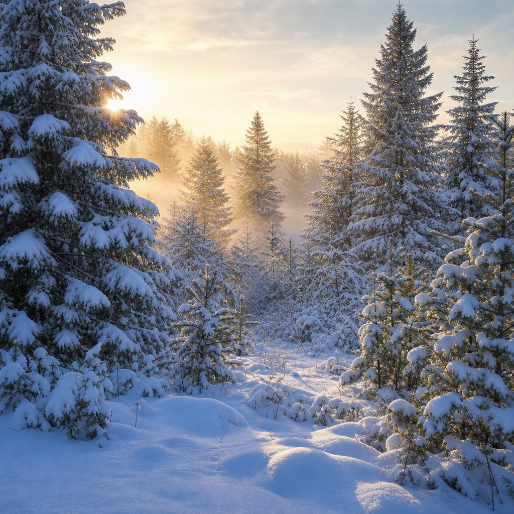 Preview for Snowy Pine Forest Background