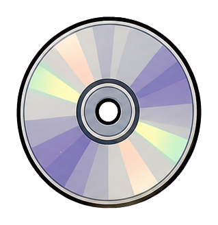 A compact disc with a reflective surface and circular center hole.