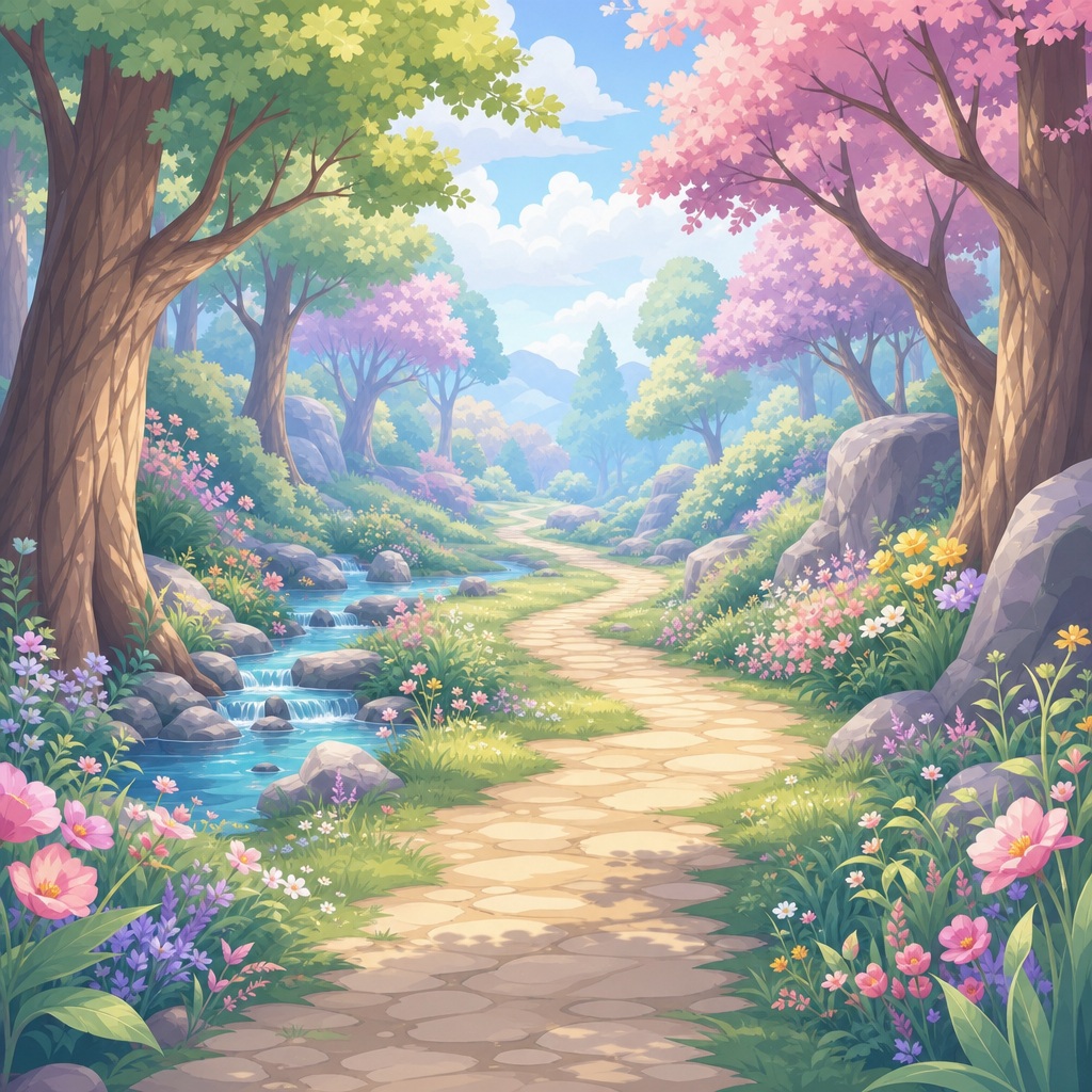 Preview for Pastel Forest Path Background