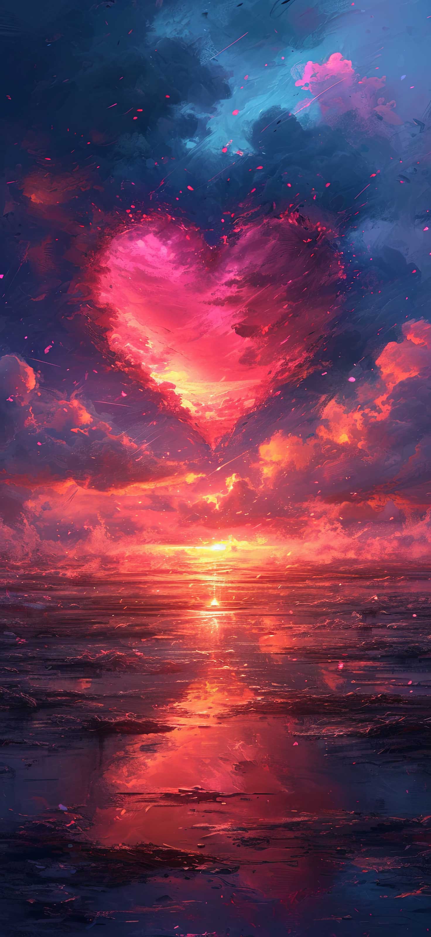 Preview for Heart-shaped-sunset-over-ocean-heart-phone-background-3470d