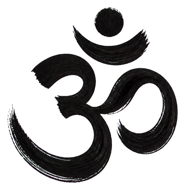 Black dry brush ink Om symbol on a transparent background