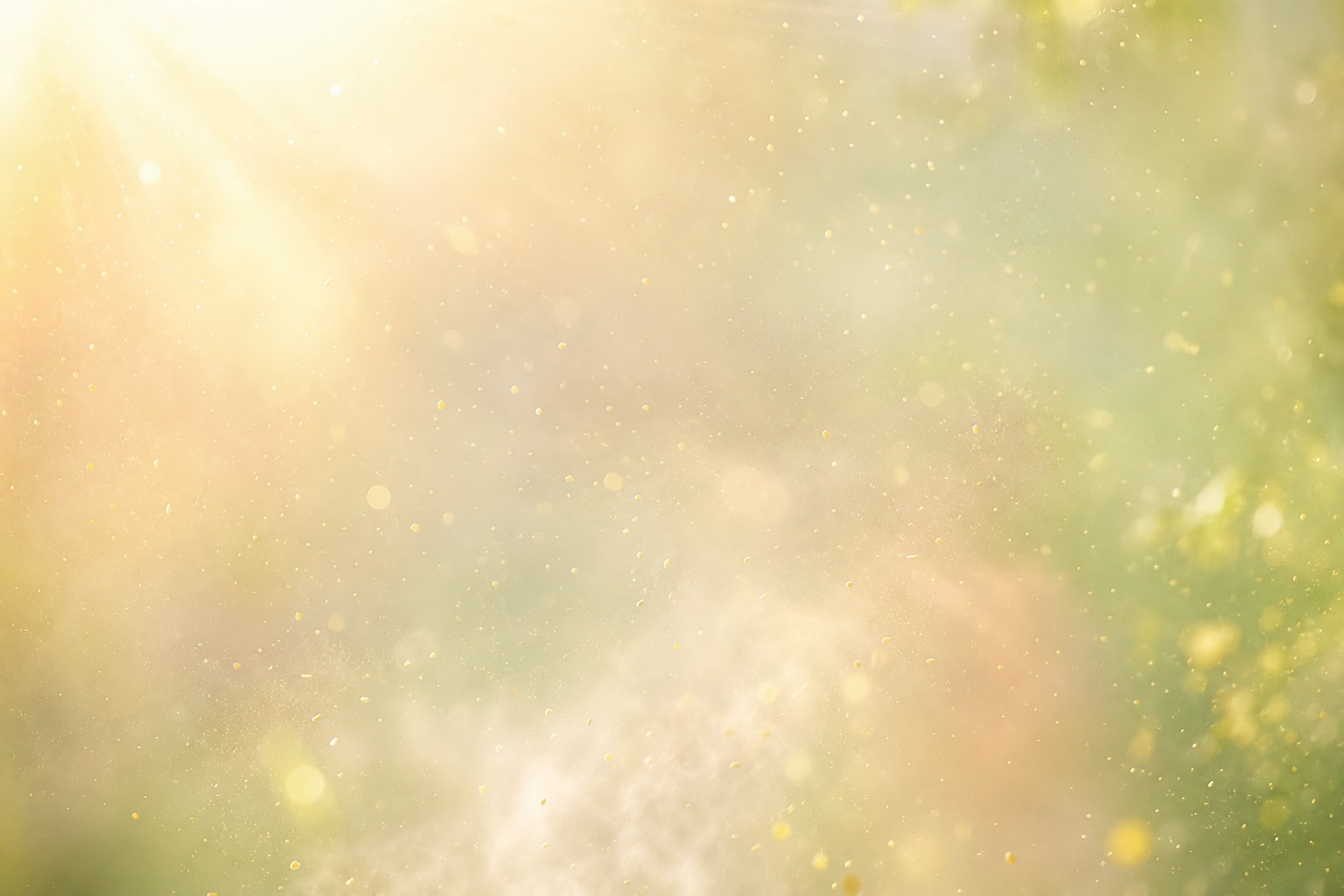 Soft glowing abstract background with light mist and pollen-like particles