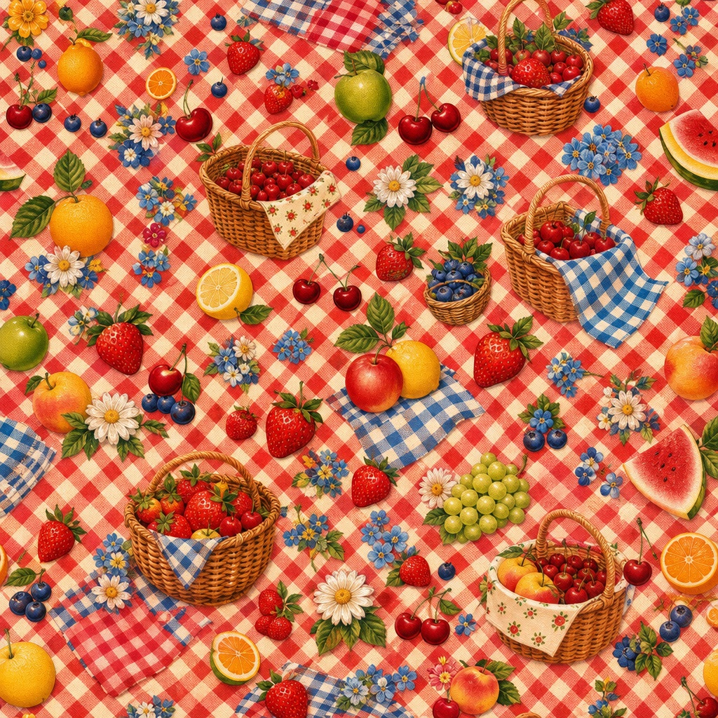 Preview for Retro Picnic Gingham Fruit Background