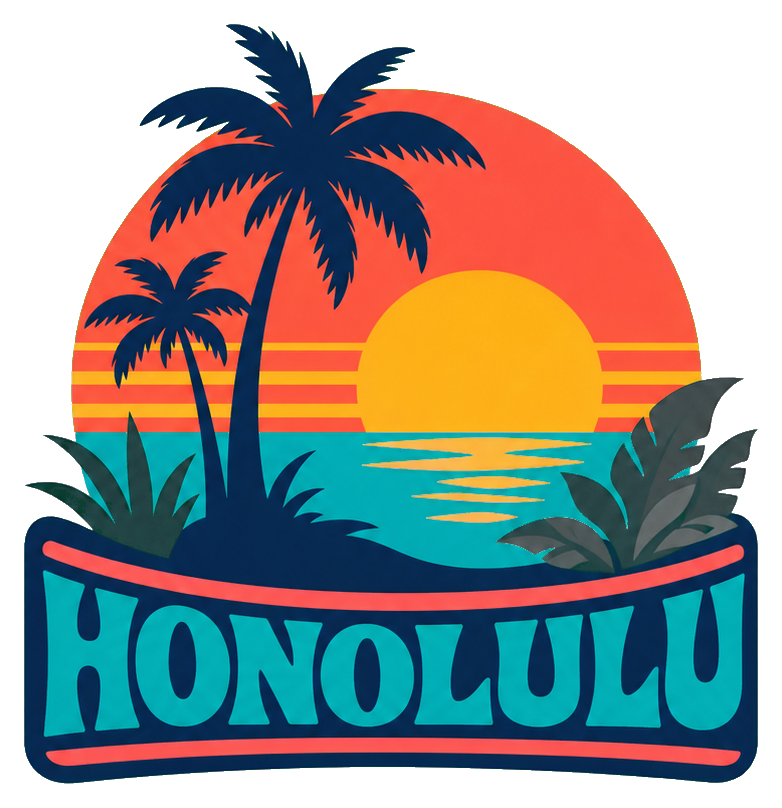 Preview for Honolulu Palm Retro Hawaii Sticker