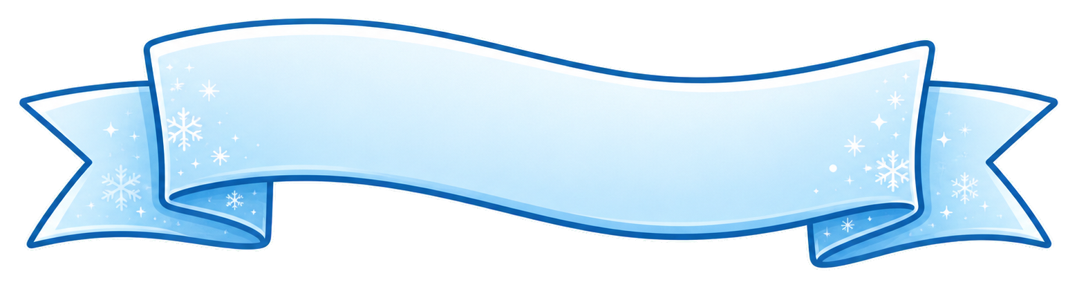 Icy blue blank ribbon banner with pointed ends and stitched edges