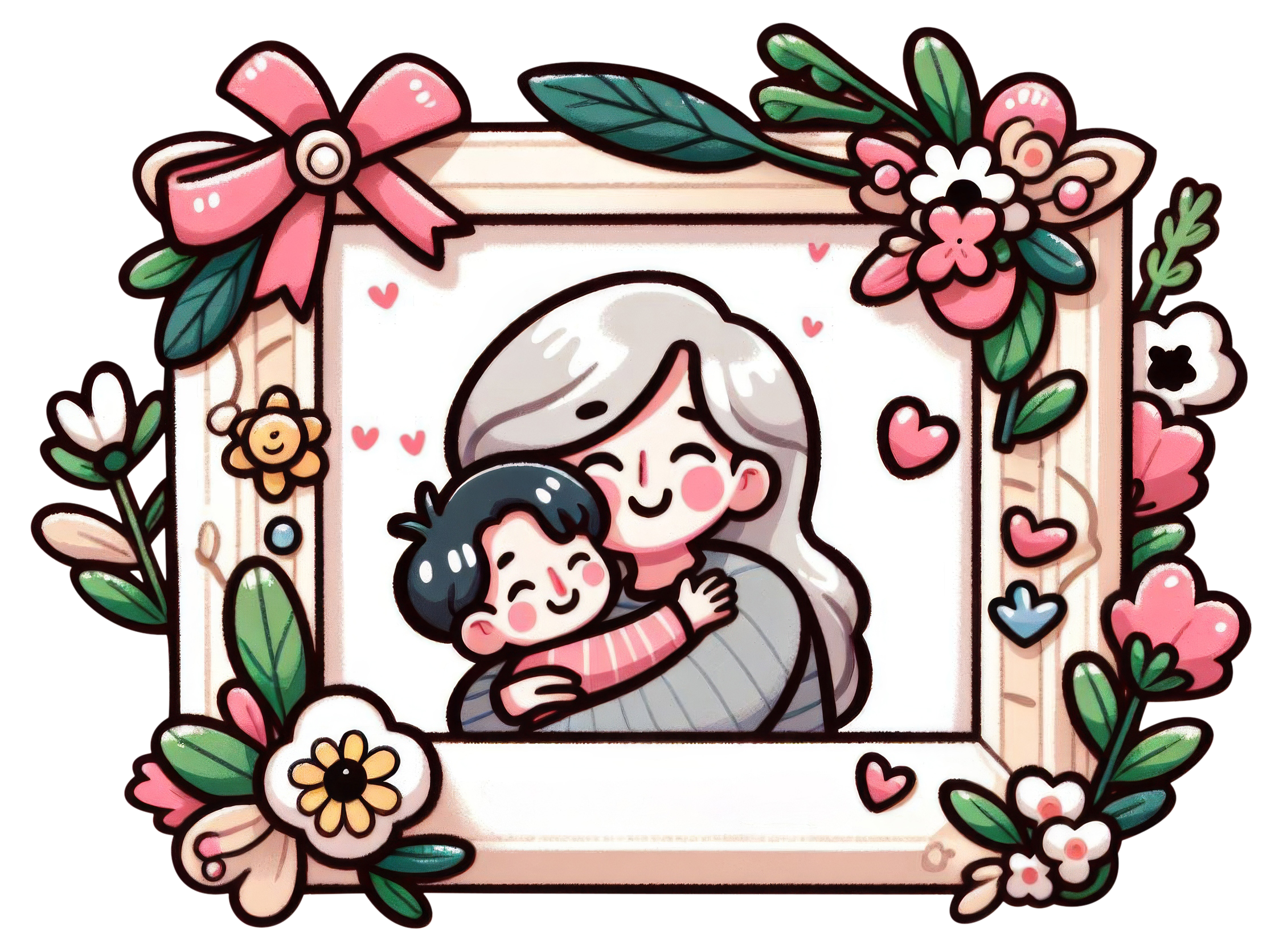 Preview for Mother-child-cartoon-frame-mothers-day-sticker-137d7