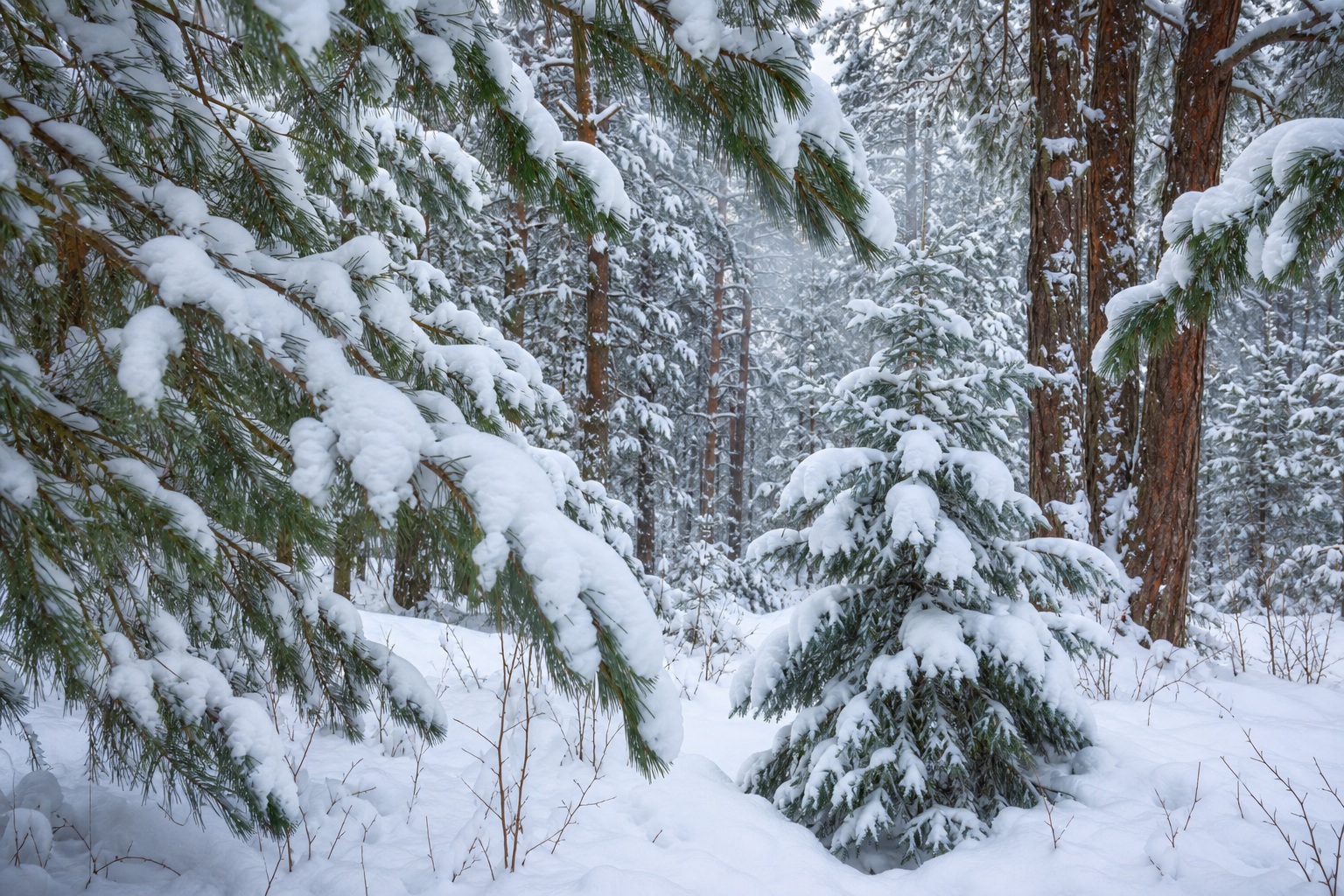 Preview for Snowy Pine Forest Winter Background
