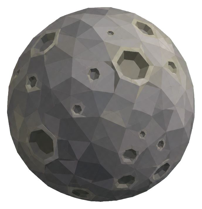 Low poly gray Mercury planet with crater details
