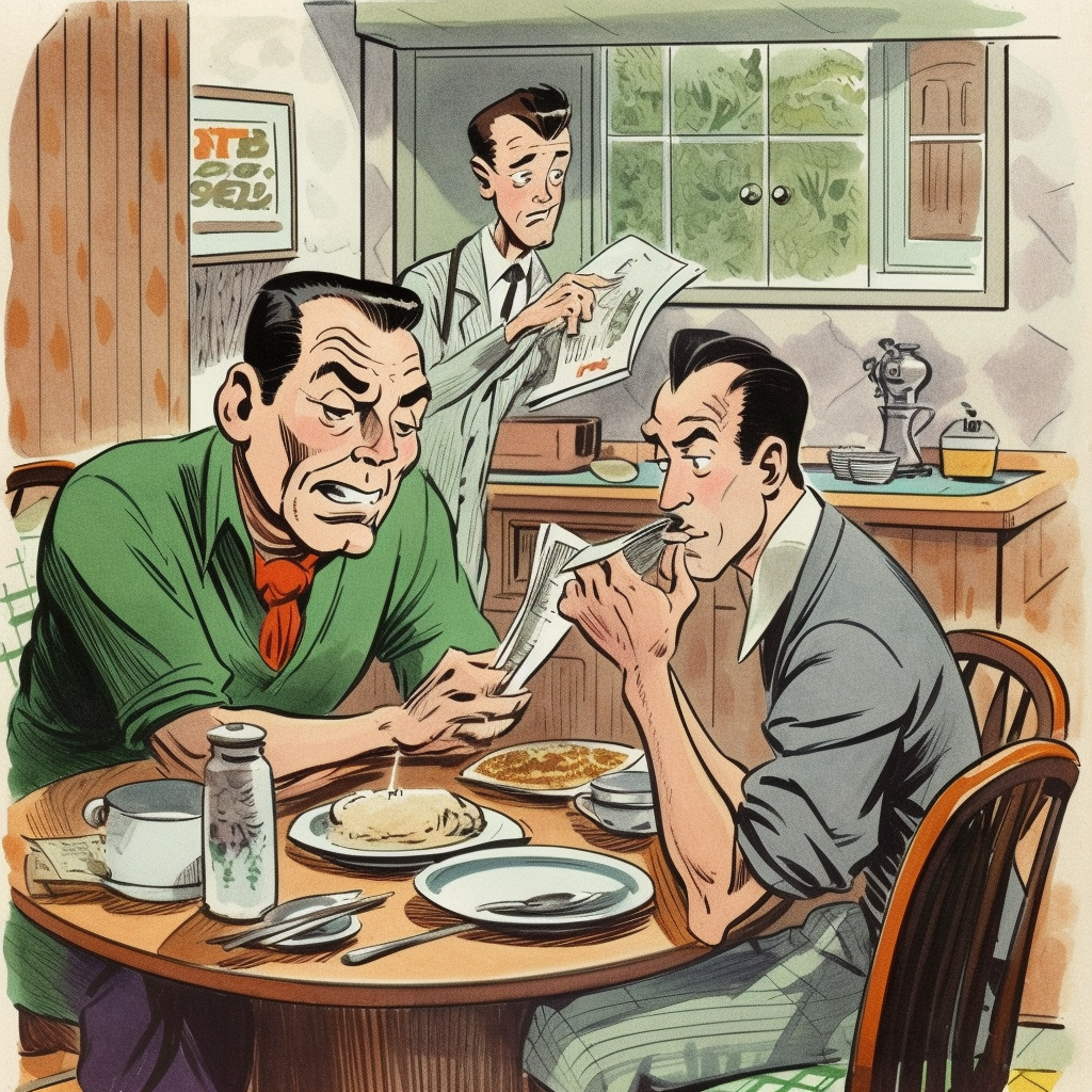 Preview for Men-reading-newspapers-at-diner-vintage-meme-background-75fba