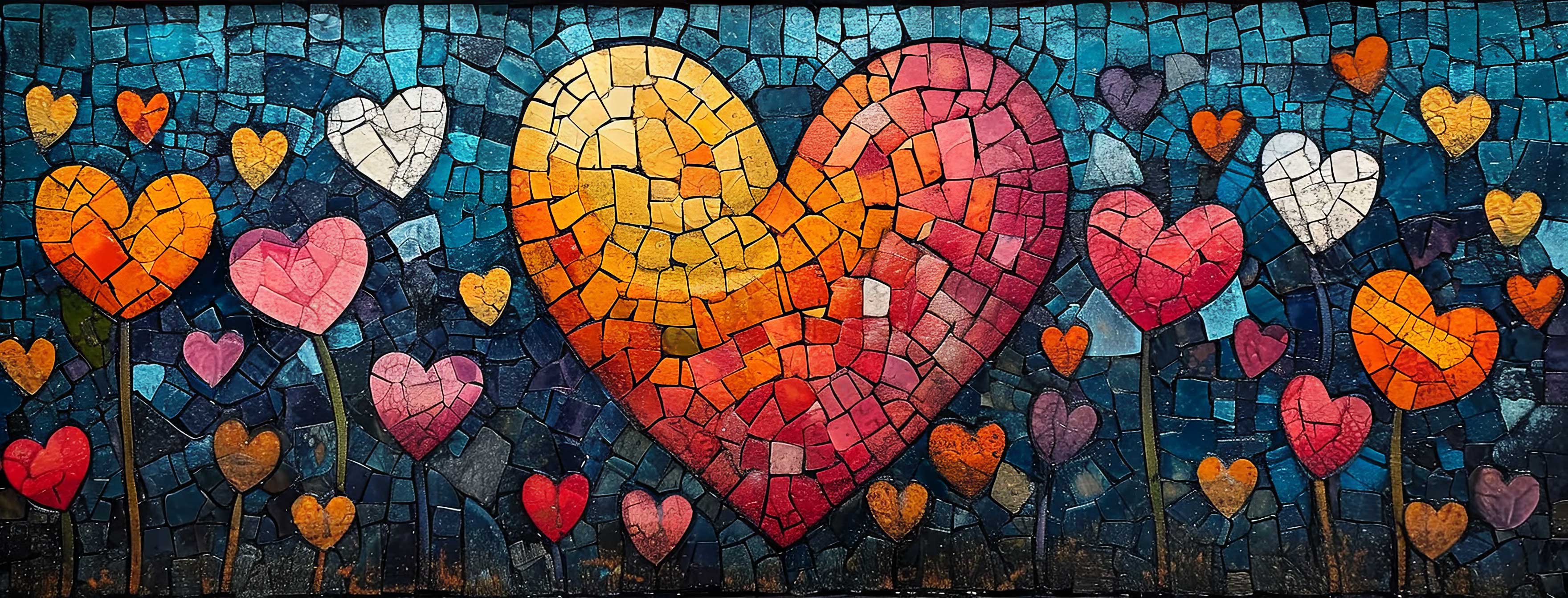 Preview for Mosaic-heart-art-template-heart-cover-background-77122