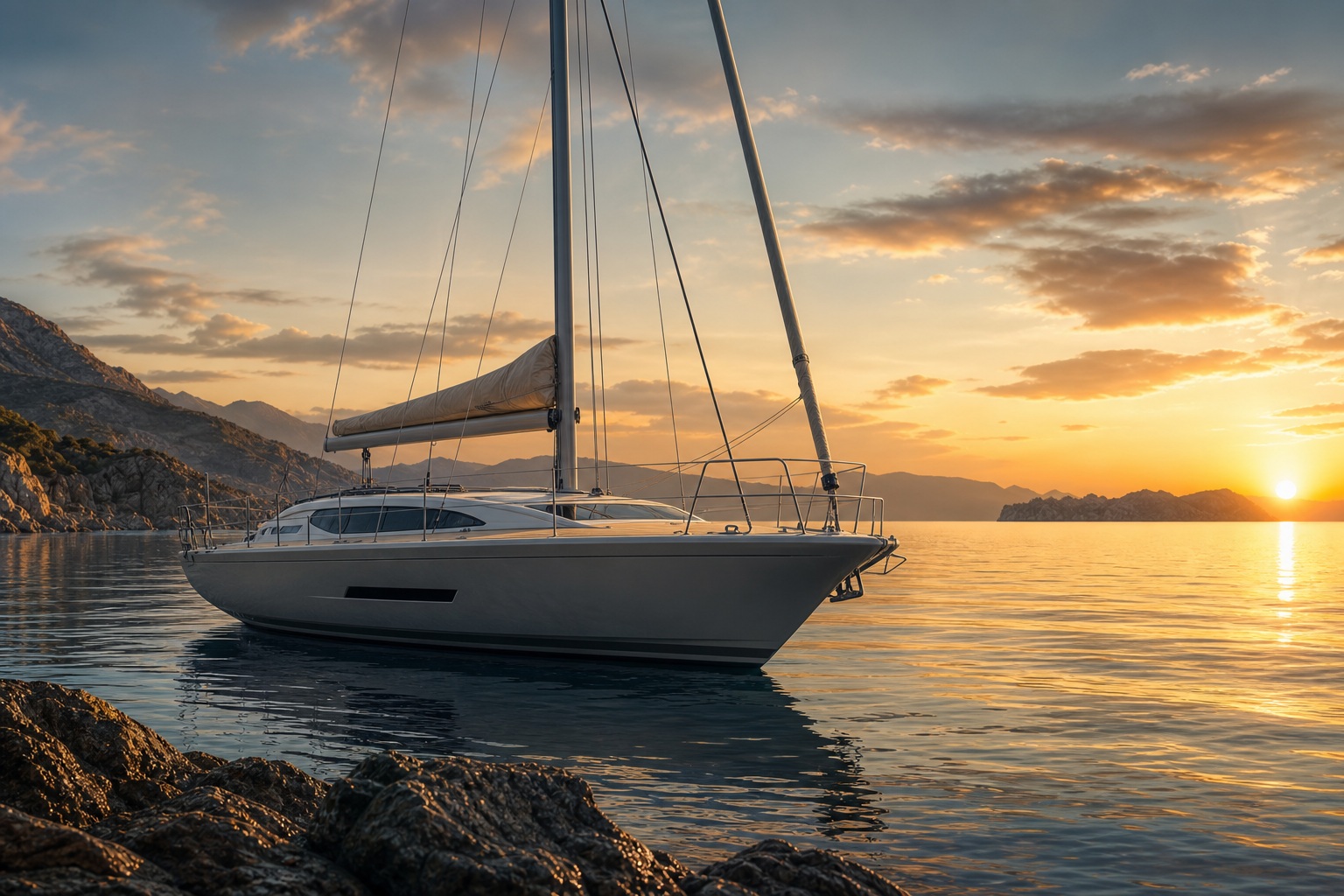 Preview for Sailboat Dawn Stock Background