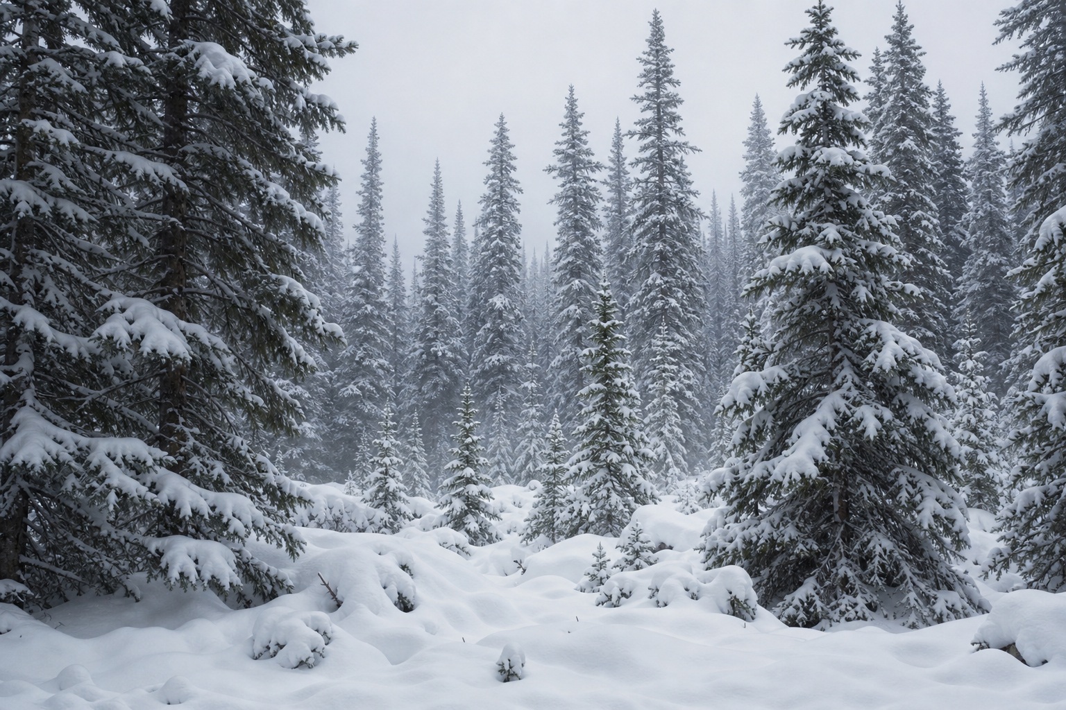 Preview for Soft Overcast Snow Woods Background