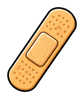 A tan adhesive bandage strip angled diagonally on a dark background.