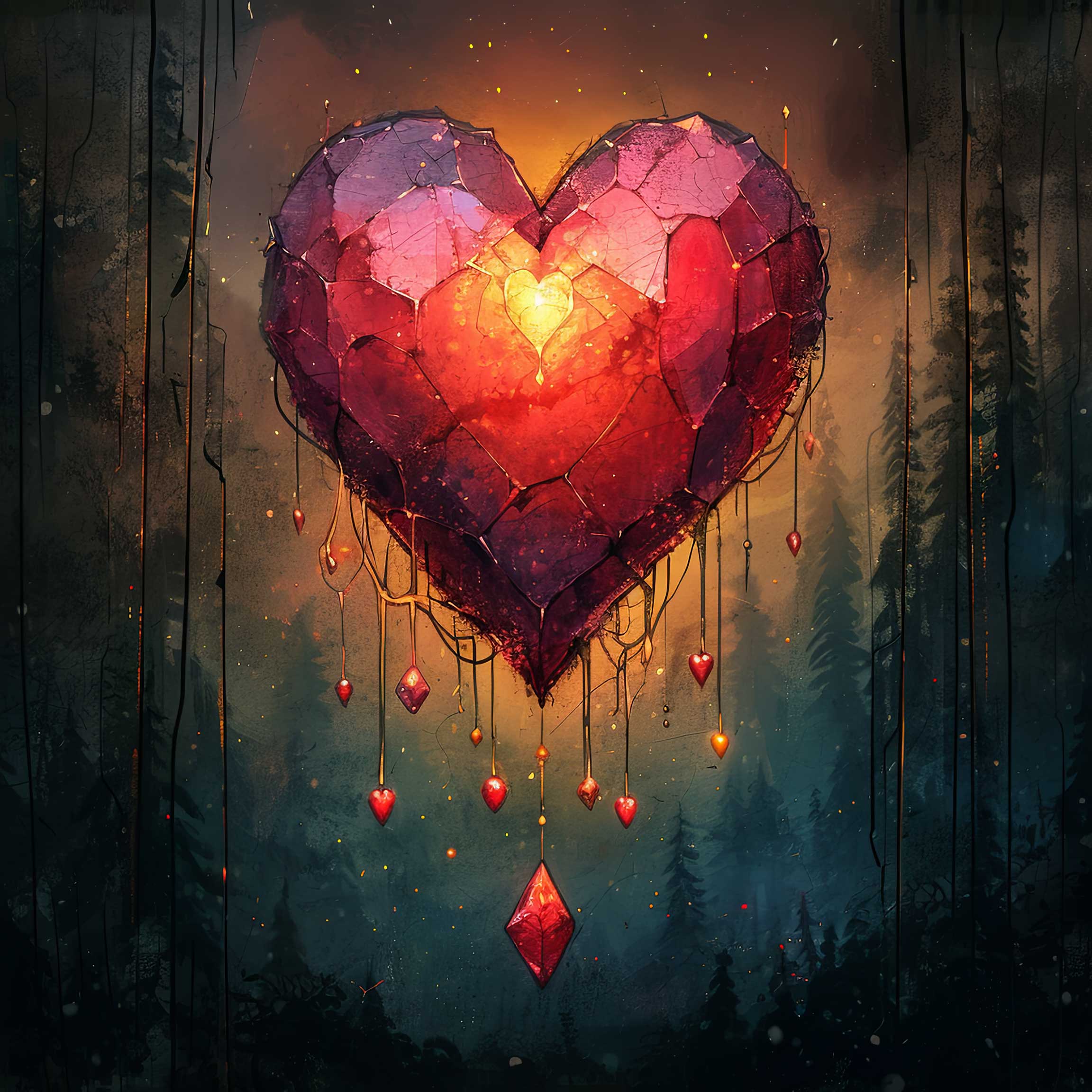 Preview for Glowing-heart-mystical-forest-love-background-4c8b5
