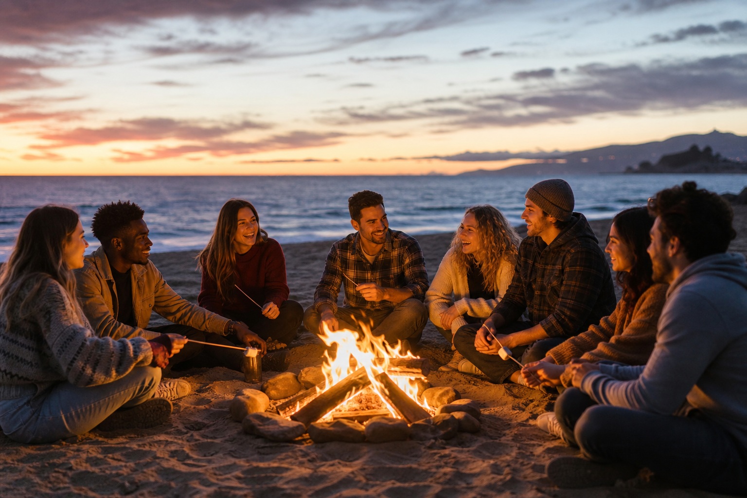 Preview for Beach Bonfire Group Background For Social Covers