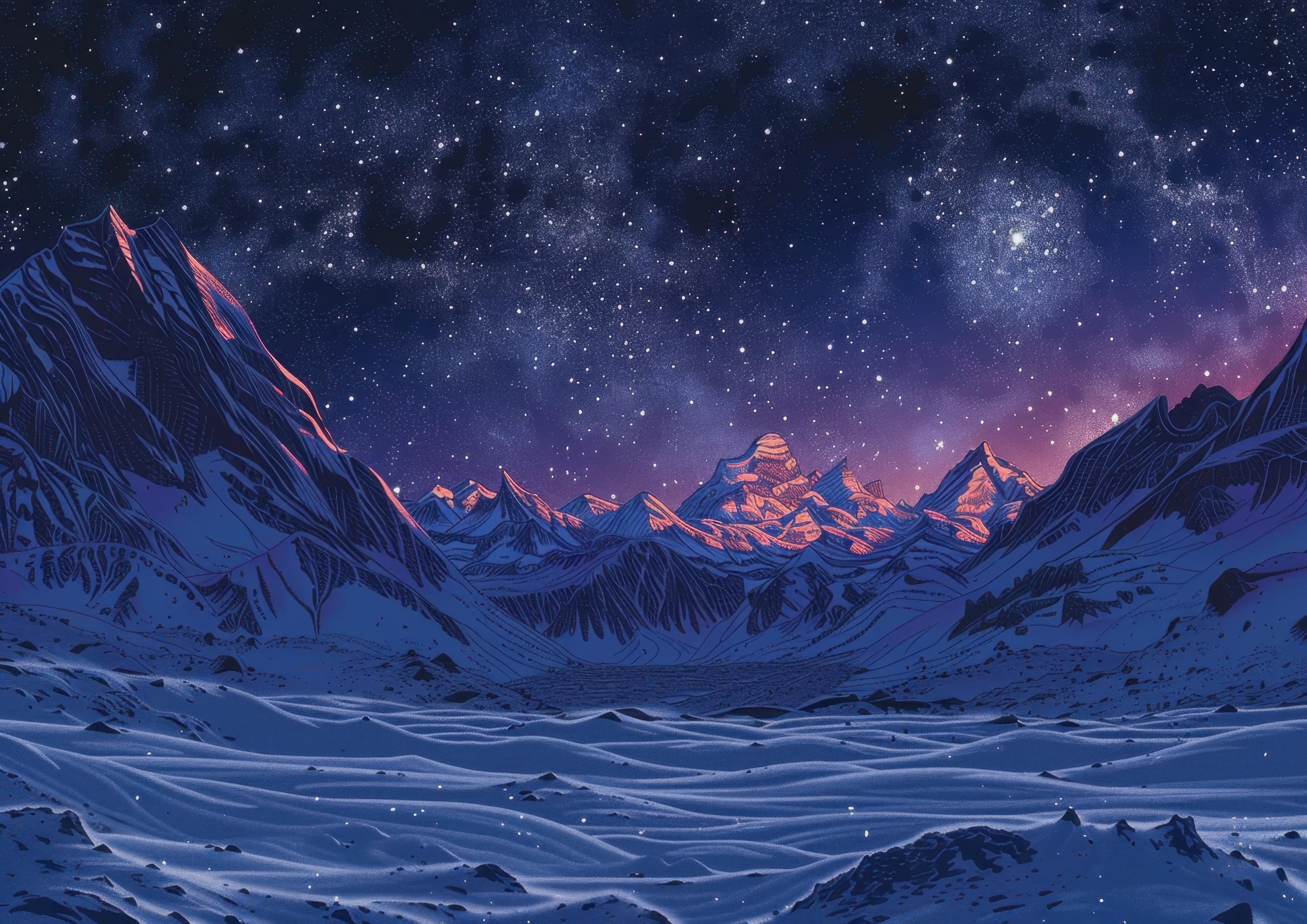 Preview for Snowy-mountain-range-under-starry-night-sky-astrophotography-pho-031b7