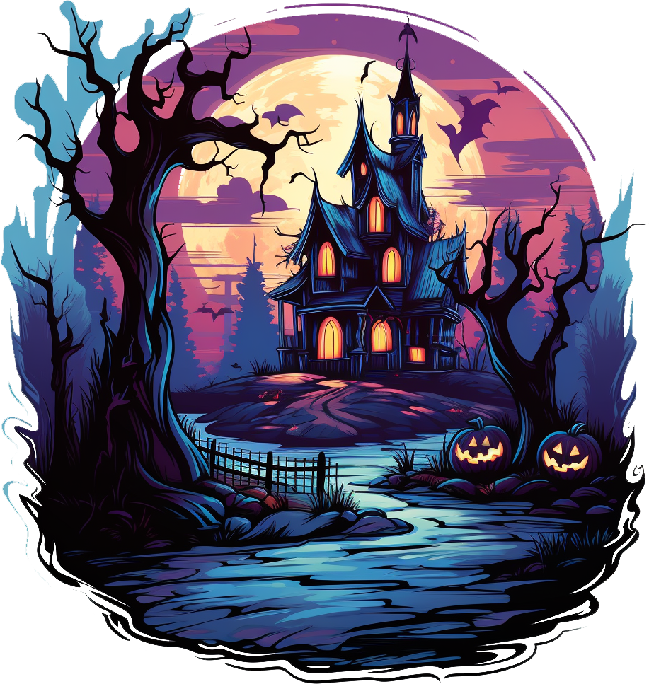 Preview for Halloween-haunted-mansion-illustration-haunted-house-sticker-0e22c