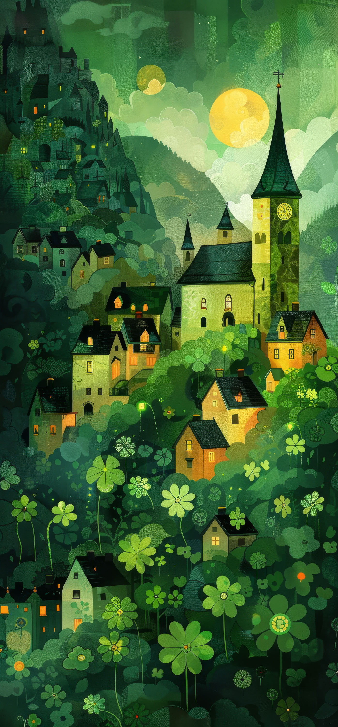 Preview for Whimsical-village-moonlight-st-patricks-background-9ca86