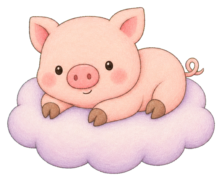Preview for Kawaii Pig On Cloud Sticker