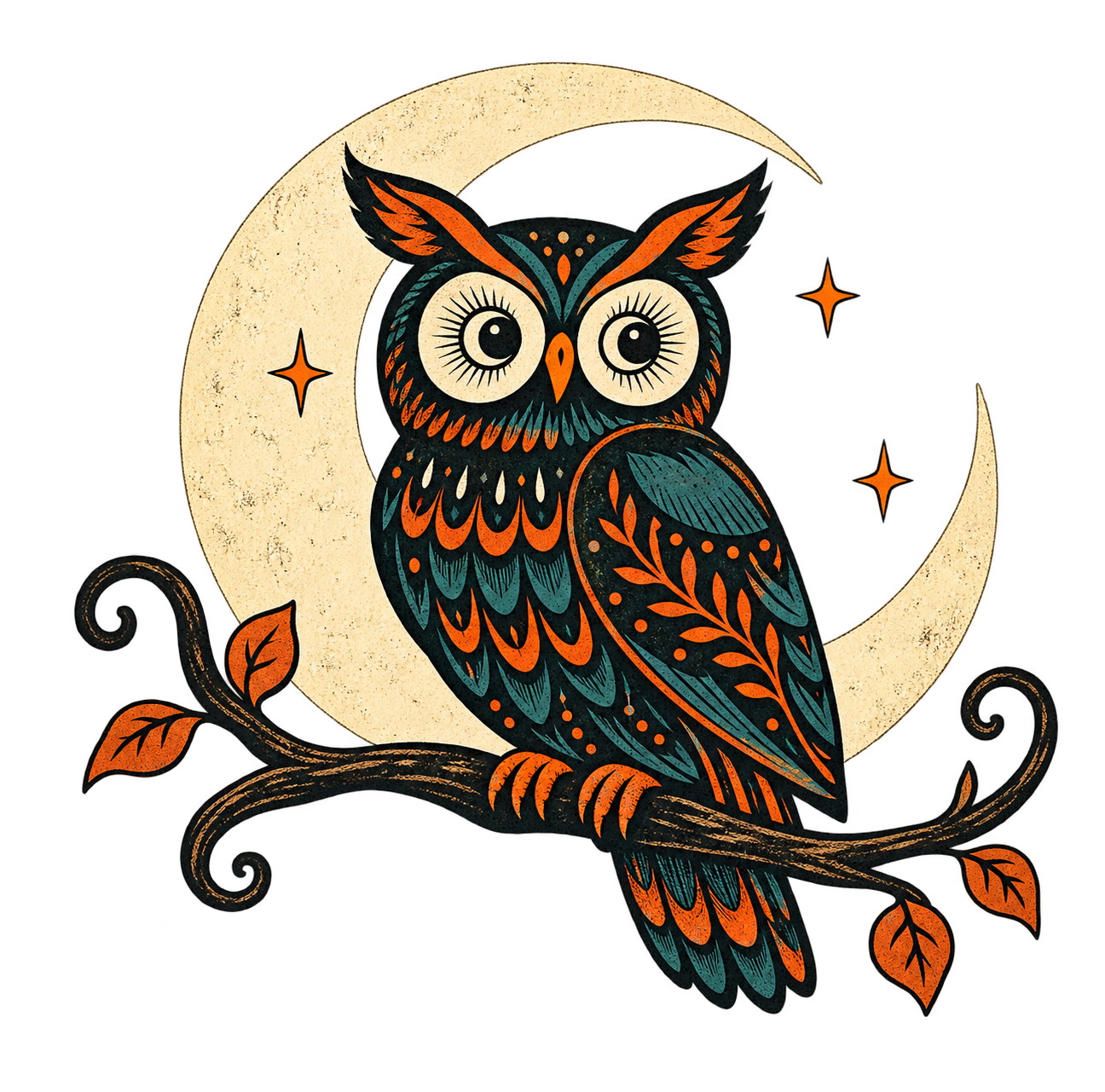 Preview for Vintage Halloween Folk Owl Sticker