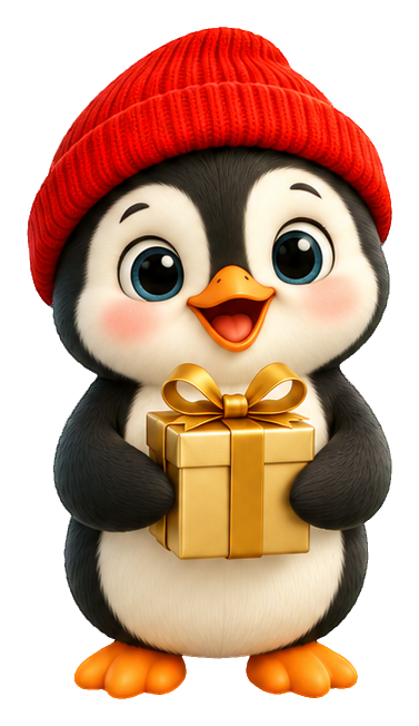 Preview for 3d Christmas Penguin Present