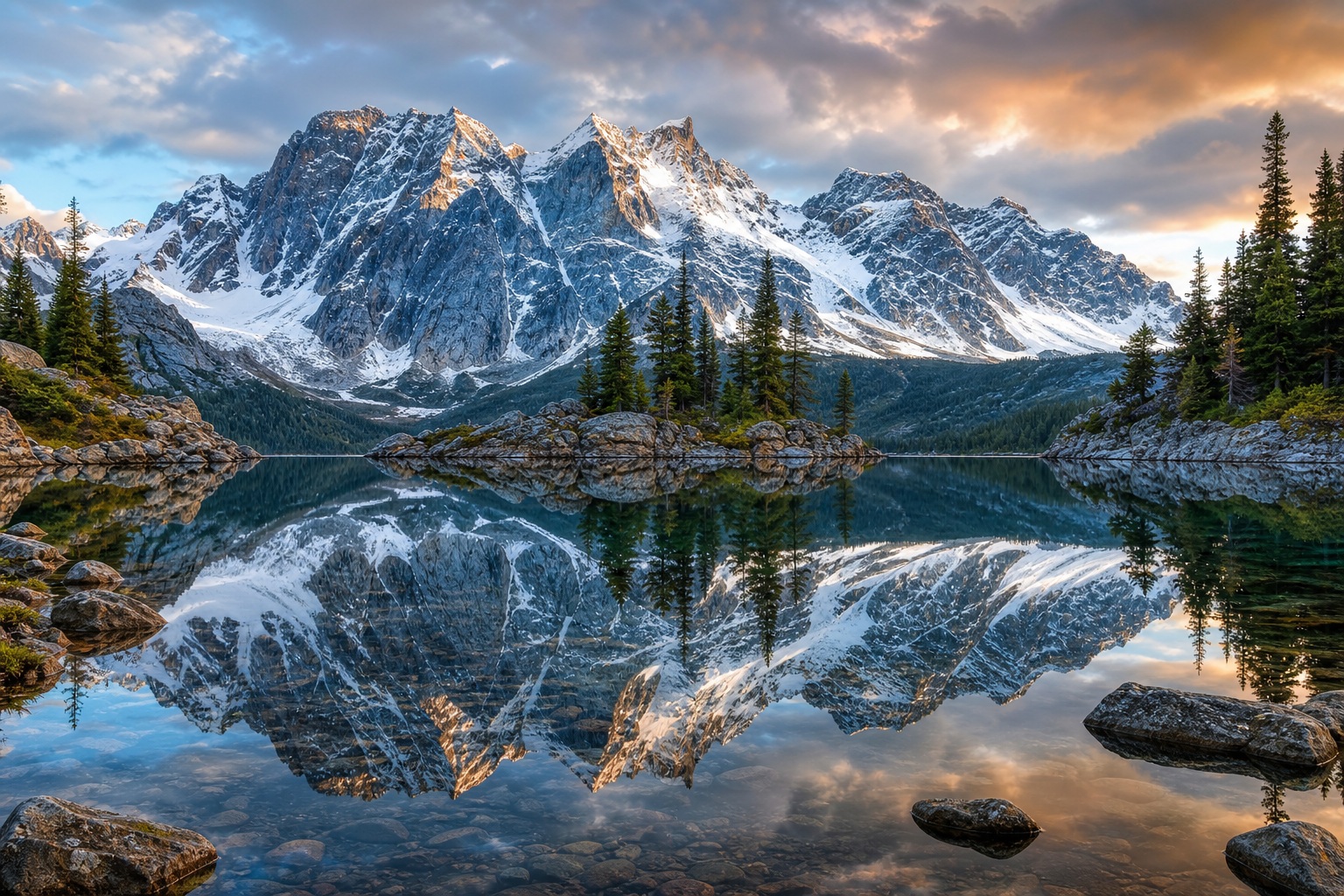 Preview for Mountain Lake Reflection Stock Background