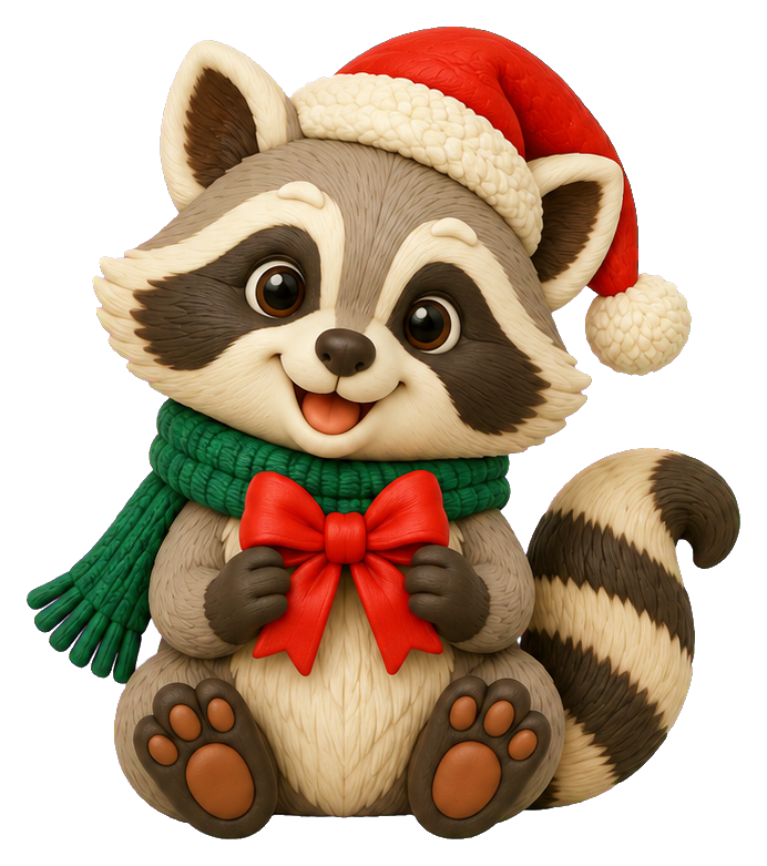Preview for Christmas Raccoon Tying A Bow