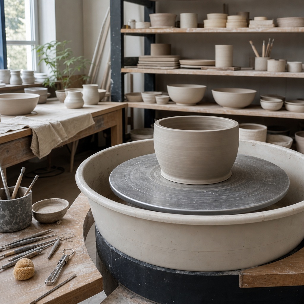 Preview for Ceramic Studio Background With Pottery Wheel