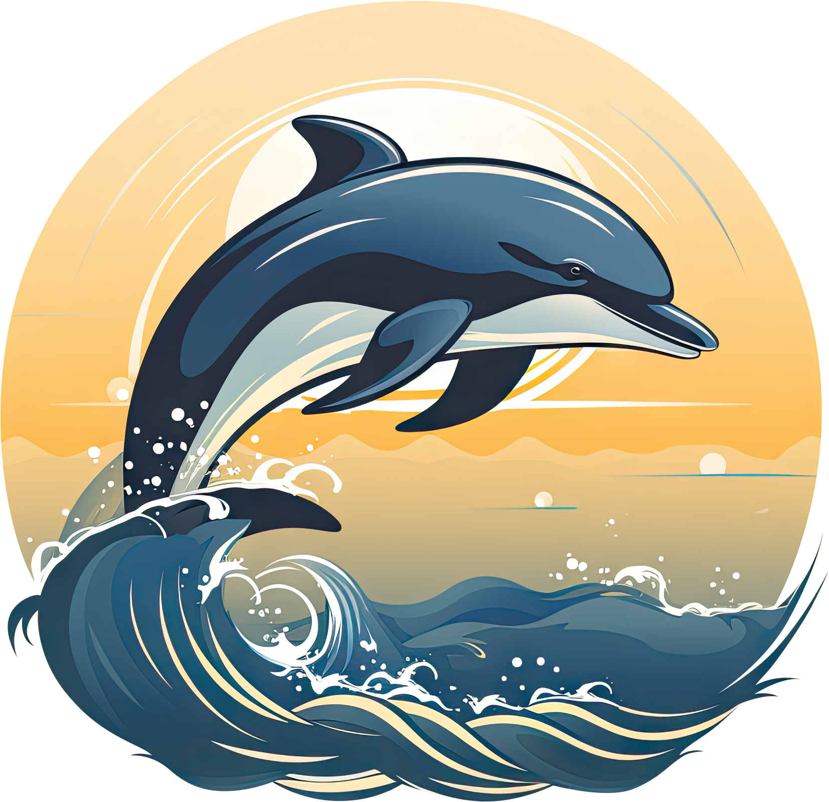 Preview for Dolphin-jumping-out-ocean-logo-animal-sticker-87643