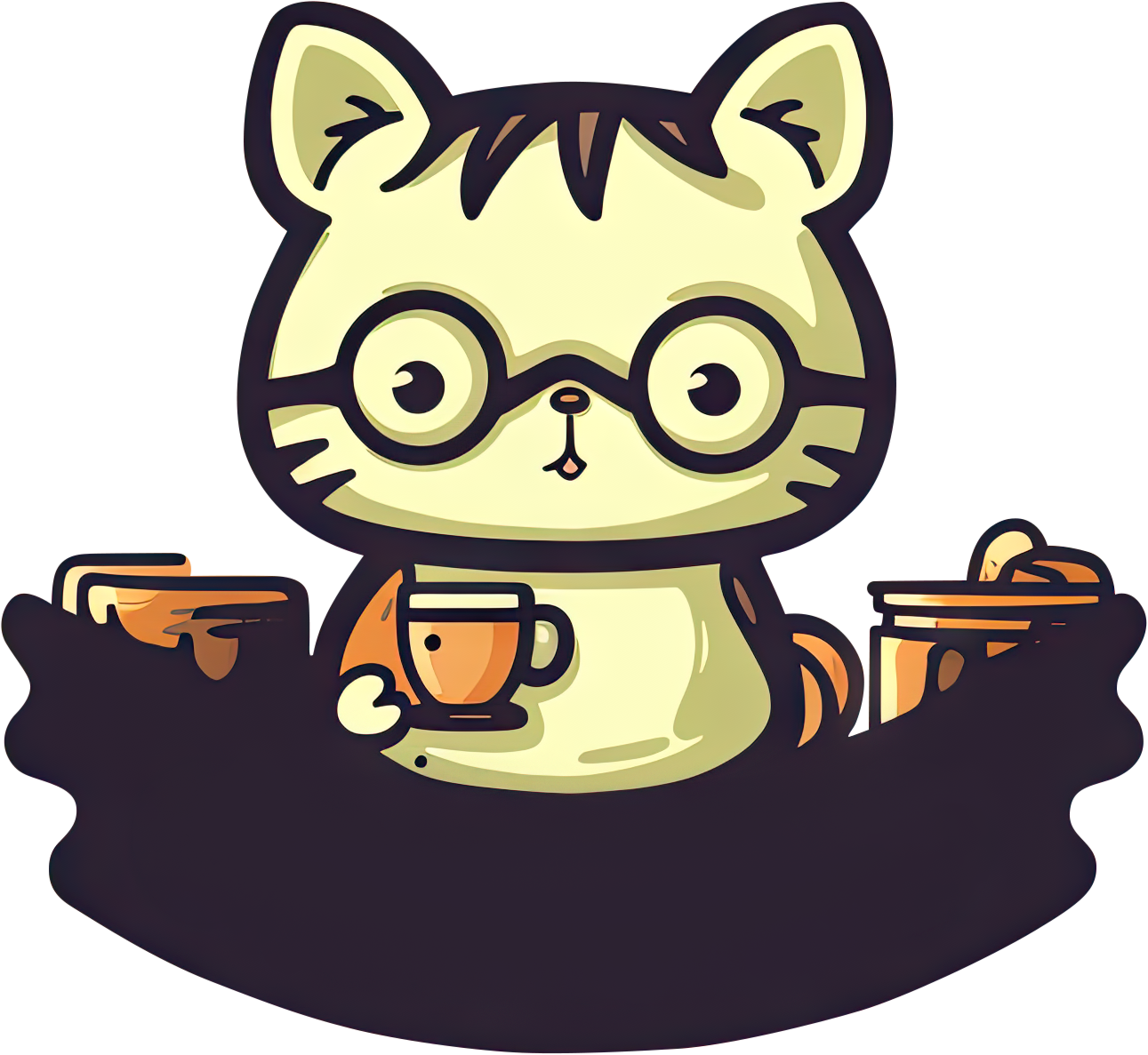 Preview for Cartoon-cat-coffee-logo-animal-sticker-ae7bf