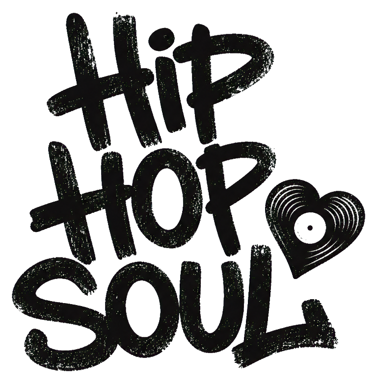 Black hand-drawn lettering reading Hip Hop Soul on a transparent background.