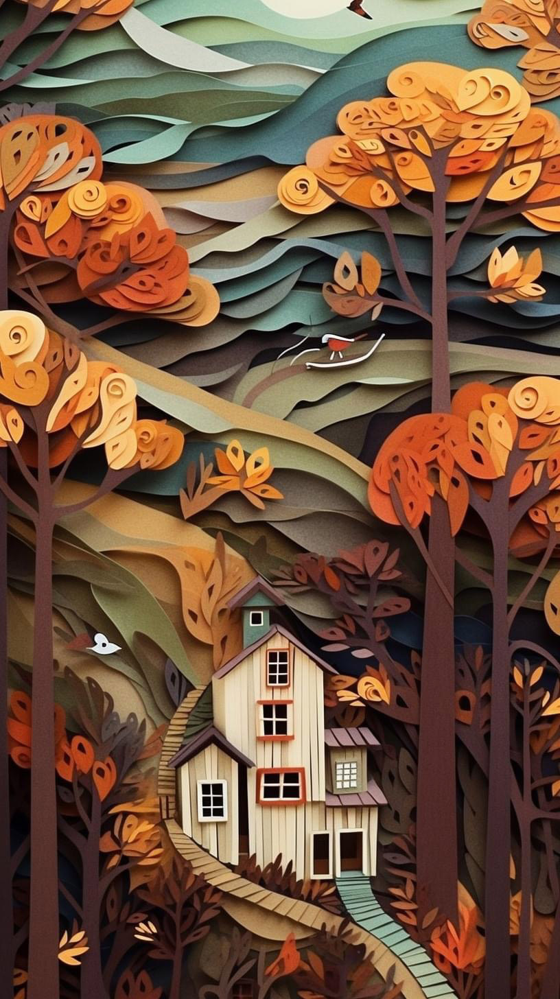 Preview for Autumn-house-in-woods-ai-phone-background-37578