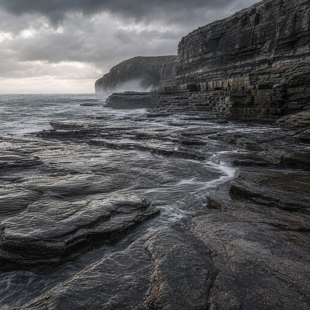 Preview for Storm Gray Coastal Cliffs Background