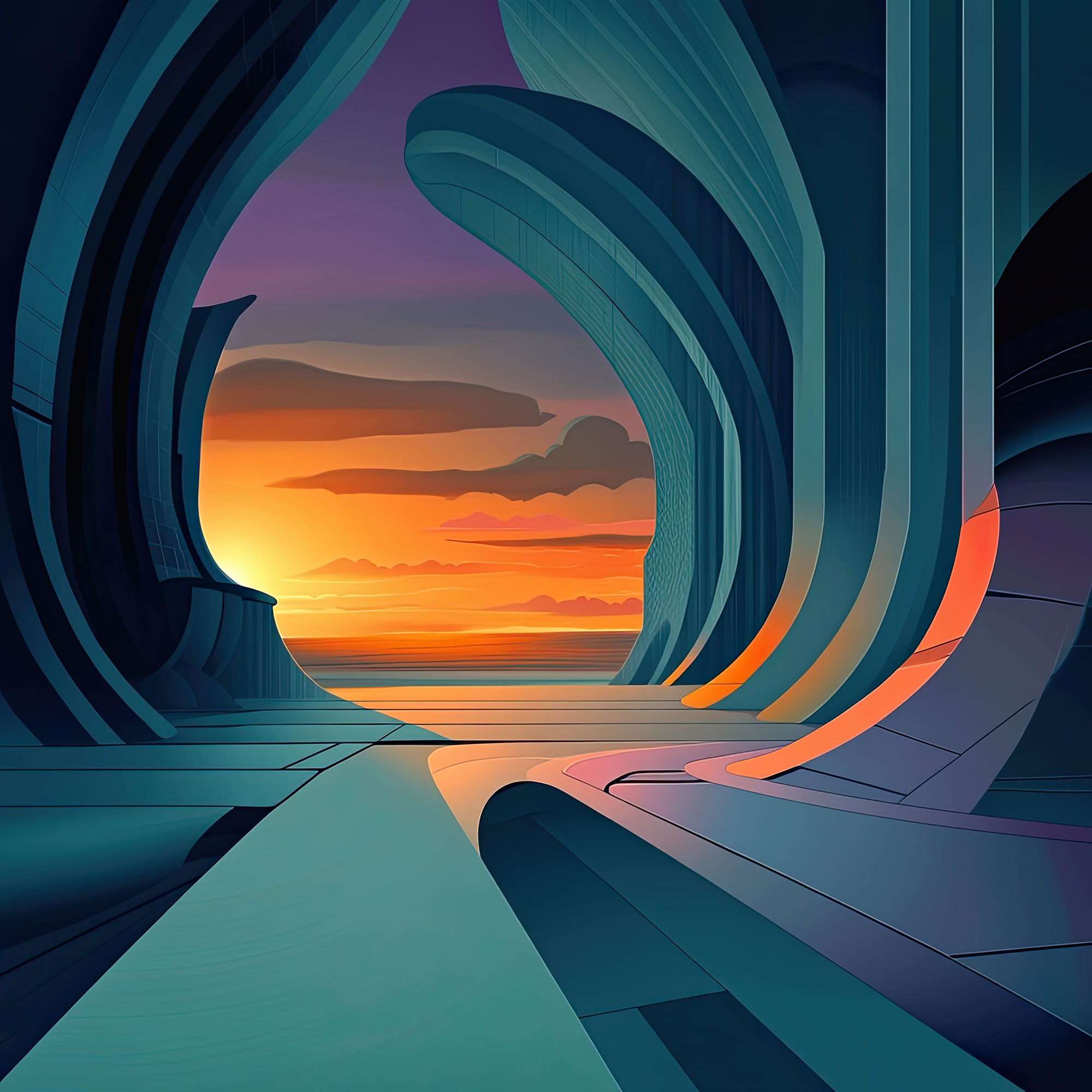 Preview for Futuristic-landscape-sunset-sci-fi-backdrop-background-81fe3