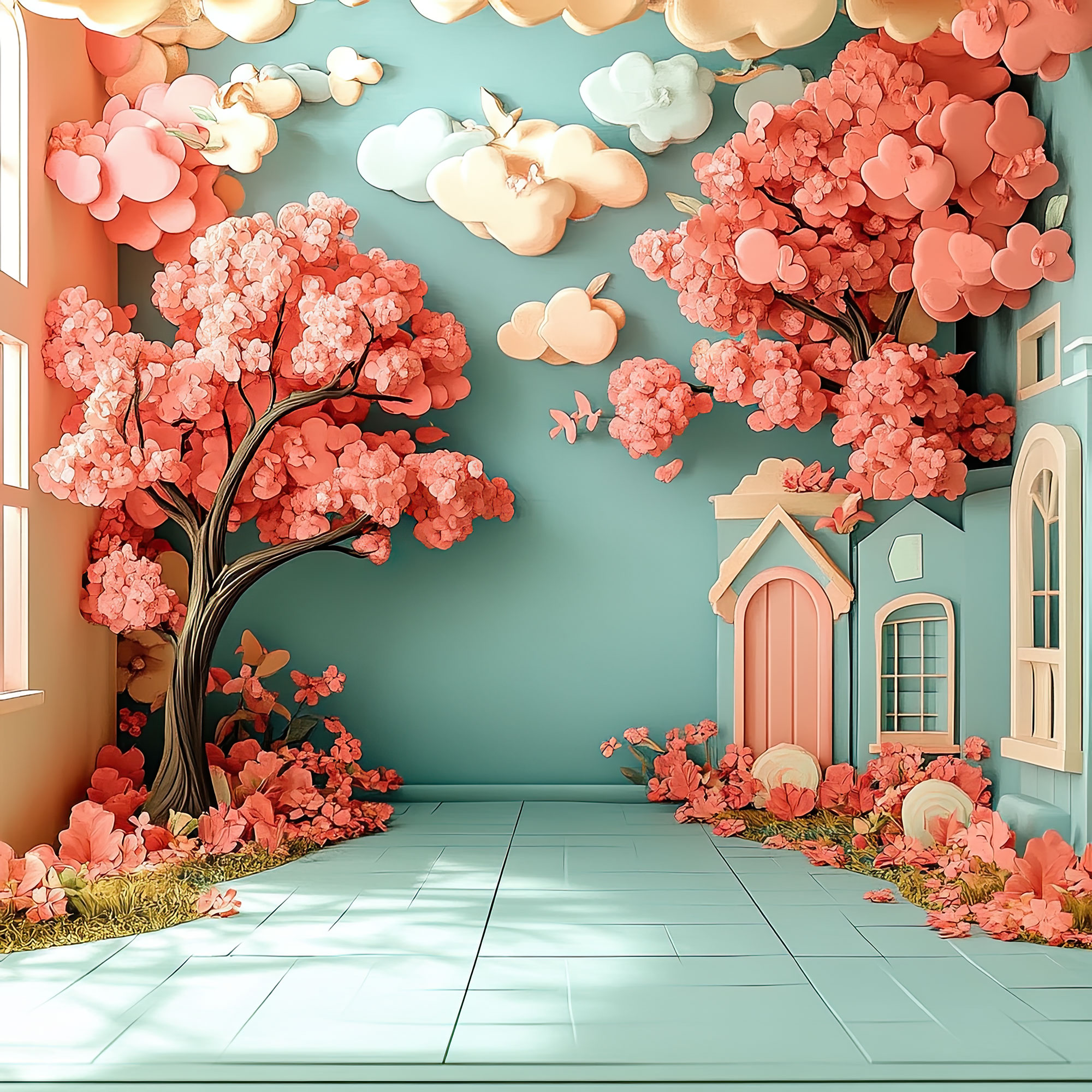 Preview for Whimsical-paper-art-scene-interior-backdrop-background-59971