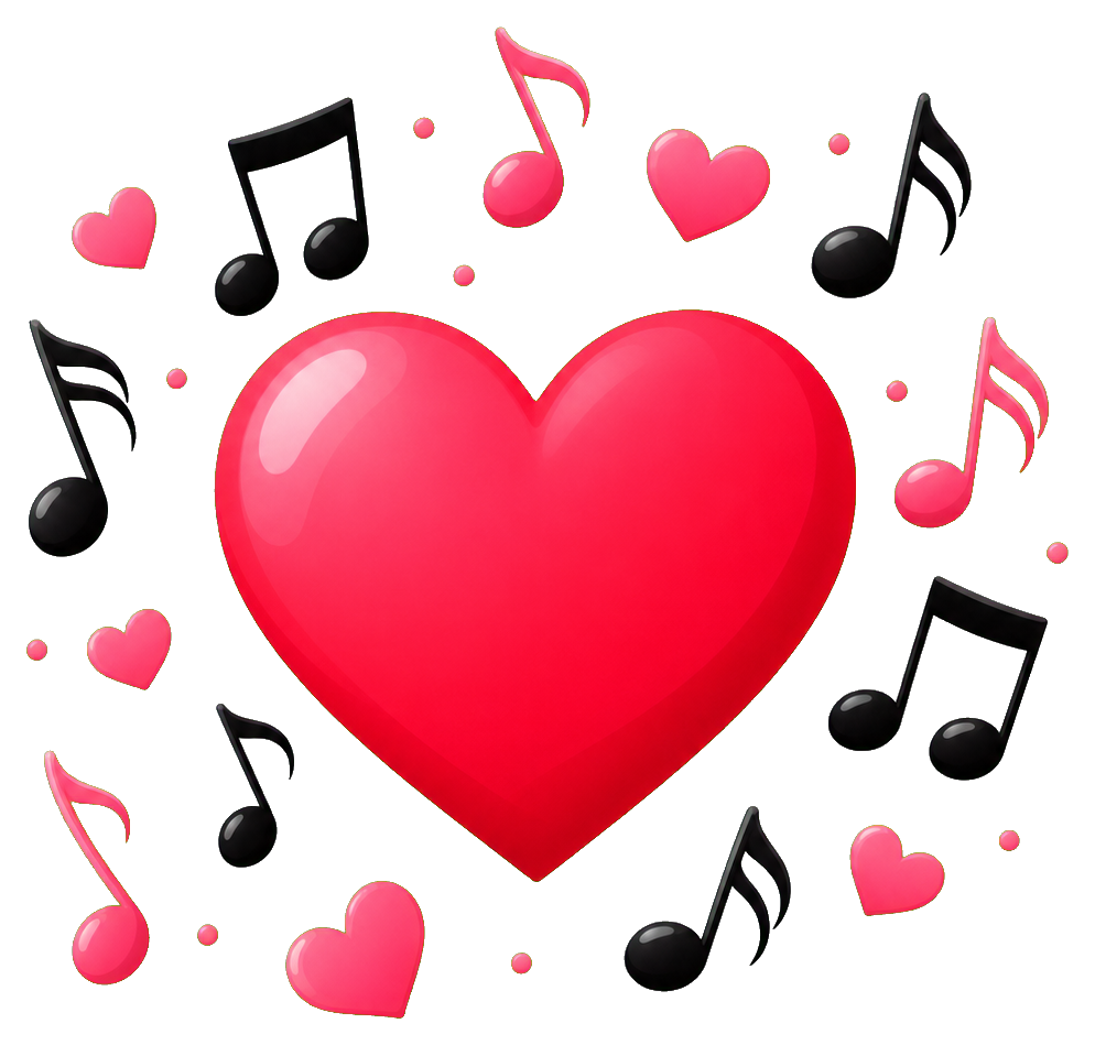 Preview for Heart Music Notes Sticker