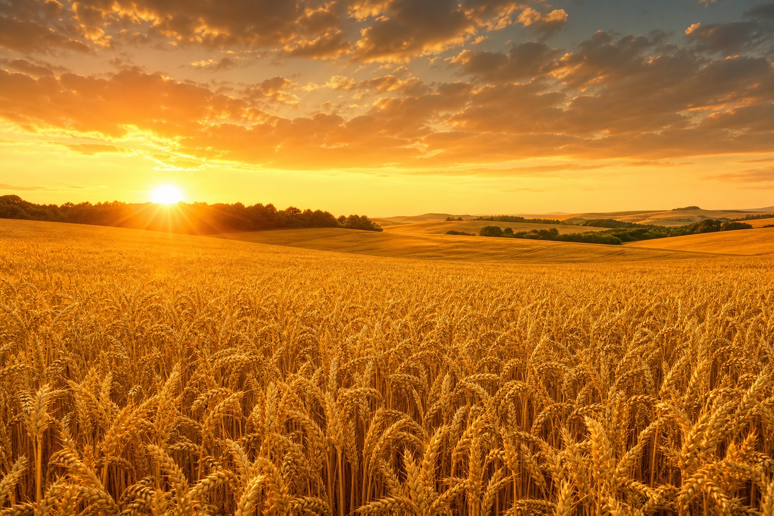 Preview for Golden Wheat Sunset Horizon Background