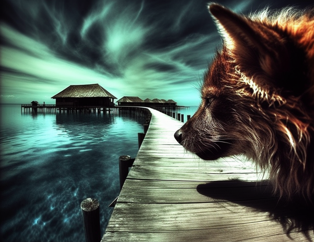 Preview for Dog-on-dock-by-water-ai-images-background-e953d