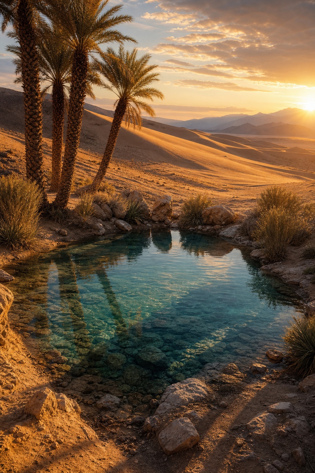 Preview for Oasis Palm Shadow Desert Background