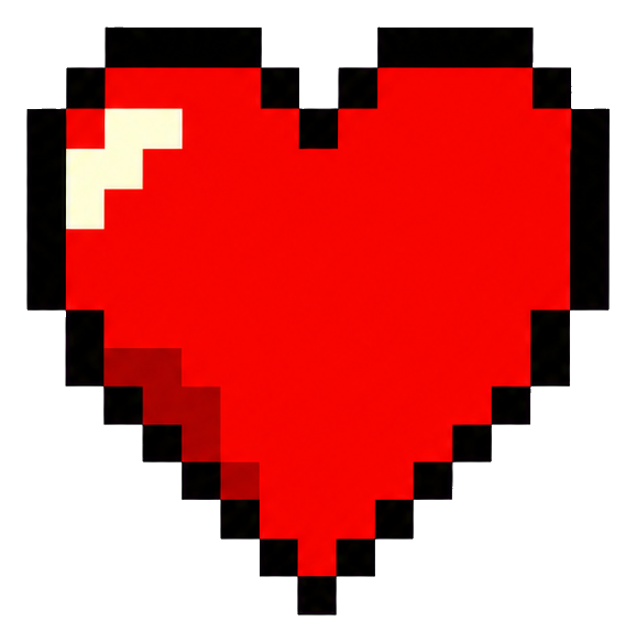 Pixel art red heart with a small cream highlight in the top left corner.