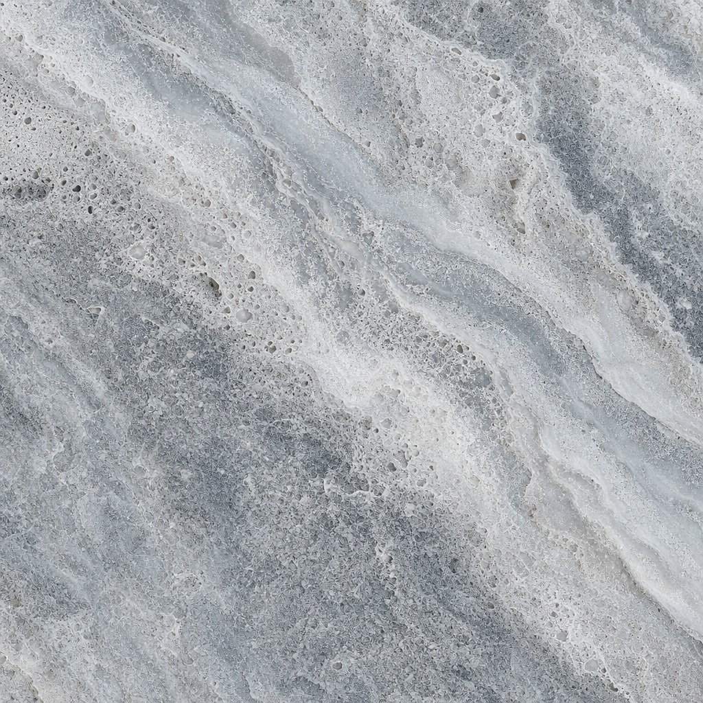 Cool silver travertine stone texture with pale flowing mineral patterns