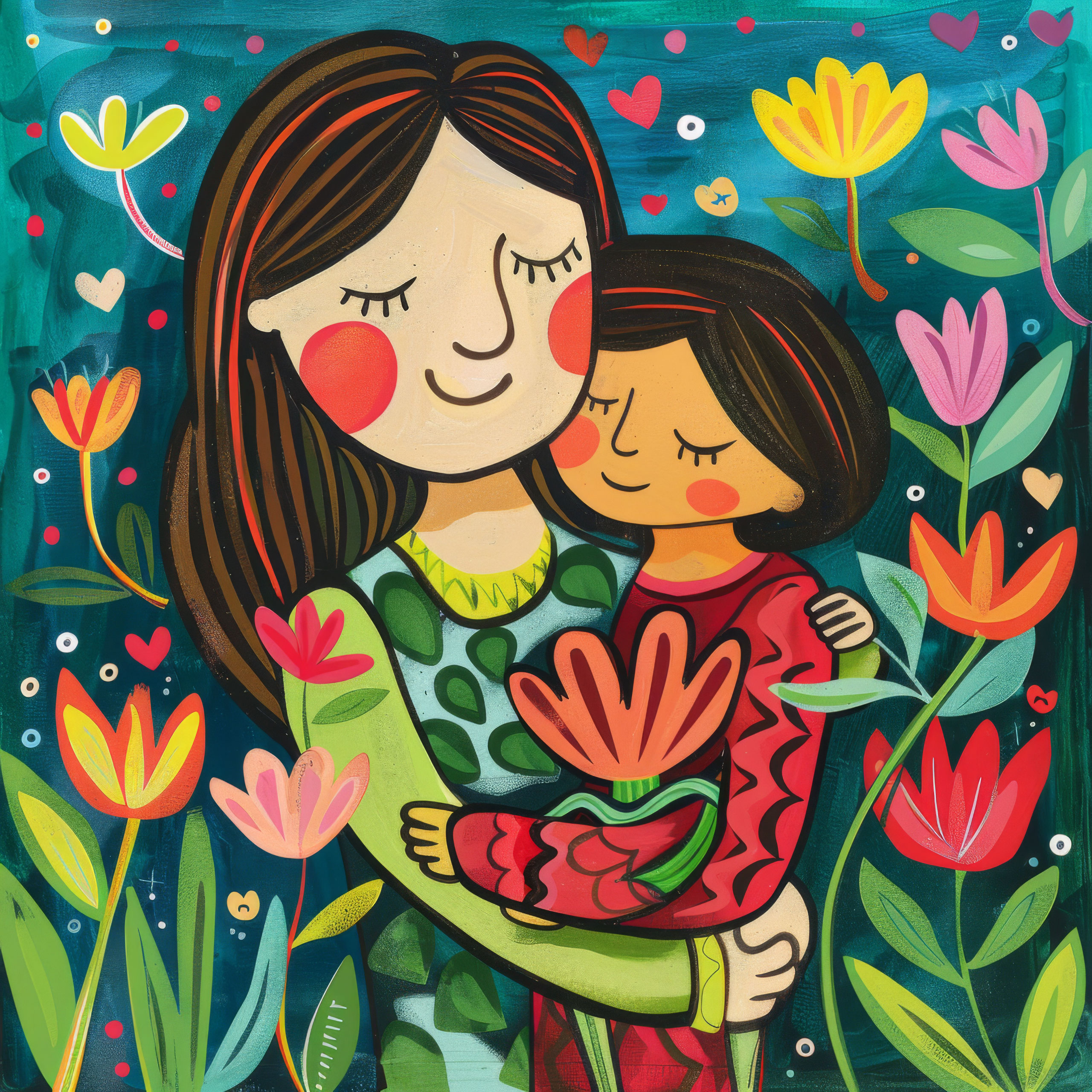 Preview for Mother-child-floral-embrace-mothers-day-background-be8a1